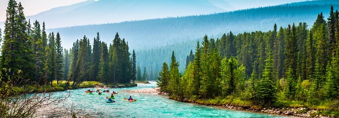 Dynamic Cascades: Upper Sunwapta Falls in Jasper National Park, Canada - Fed by Waters from...