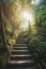 Obraz premium 道, 階段, 石段, 都市, 建築, Road, stage, stone section, urban, construction