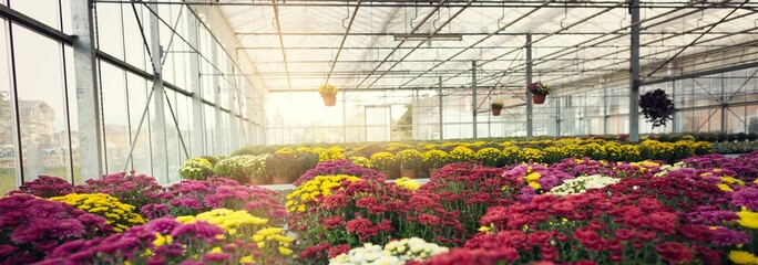 Blooming Splendor: Beautiful Flowers in a Greenhouse - Captured in Stunning 4K image