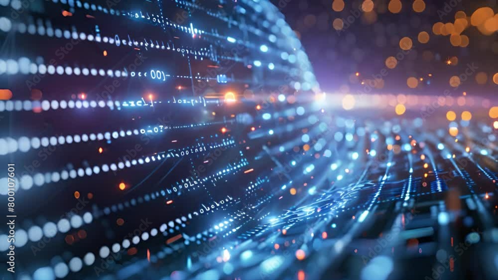 Poster abstract data stream visualization with futuristic digital binary code