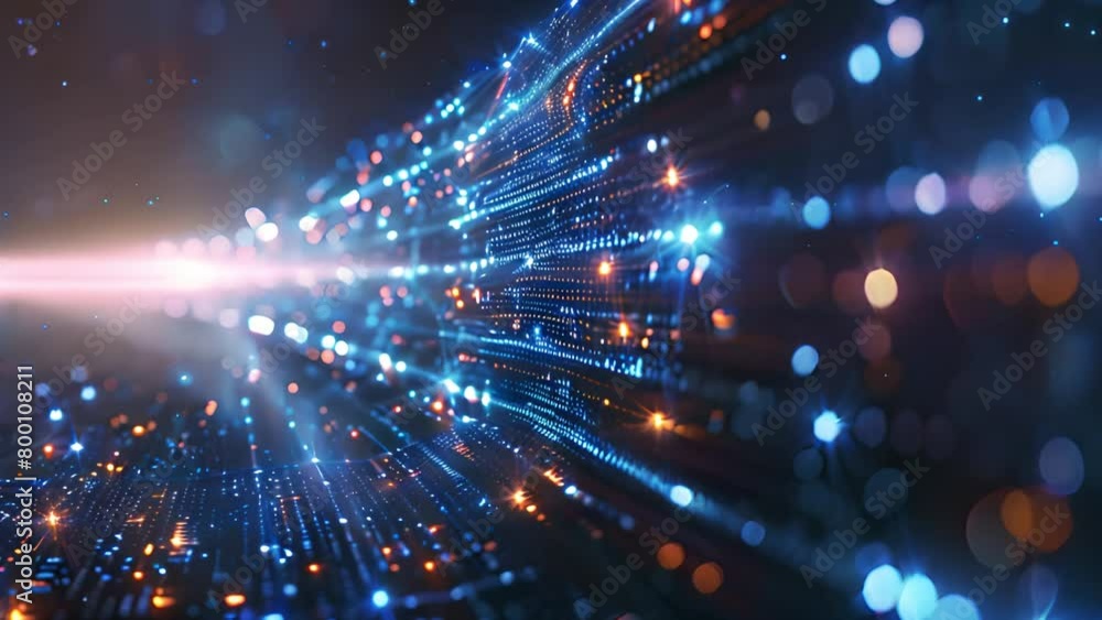 Poster high-speed data stream in a digital network at night