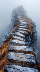 Triumphant Journey: Majestic Sunrise Illuminates the Path to Success at Mountain Summit, Abstract 4K Wallpaper,Abstract path to the top of the mountain, successful goal achievement concept background,