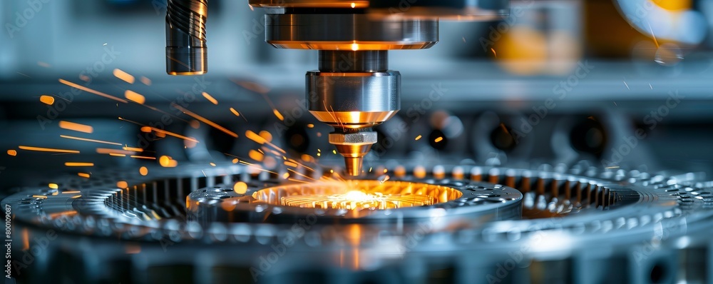 Poster engineering metrology, a probe from a coordinate measurement machine taking measurements from a engi