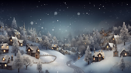 Fototapeta premium Christmas winter fairy village 