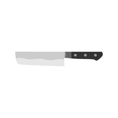 nakiri japanese kitchen knife vector illustration isolated on white background. A traditional Japanese kitchen knife with a steel blade and wooden handle.