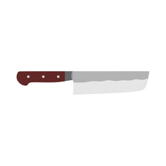 nakiri japanese kitchen knife vector illustration isolated on white background. A traditional Japanese kitchen knife with a steel blade and wooden handle.