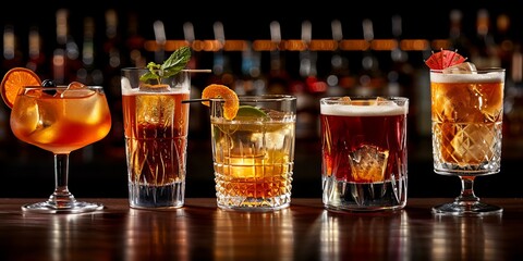 Mixed group of cocktails