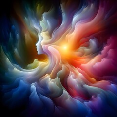 Abstract colorful shapes  Ethereal Echo swirling  dreamlike atmosphere