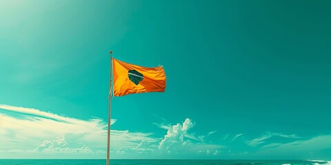 Brazilian flag flying on a flagpole