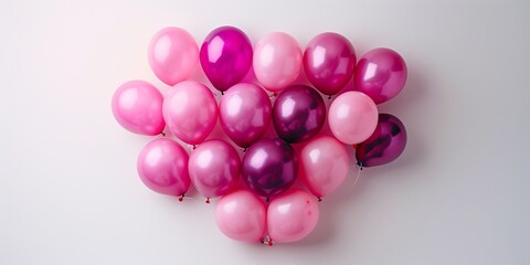 Multicolored Balloon Love Heart. Light Pink and Dark Pink Balloons arranged in a heart shape.