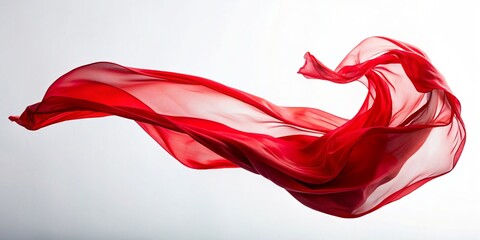 The cloth blows in the wind. white background
