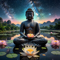 buddha statue in lotus position