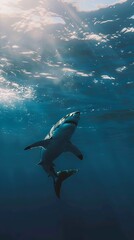 Great white shark in sea