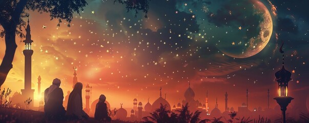Ramadan background, celebrating Eid al-Fitr and Ramadhan - Powered by Adobe