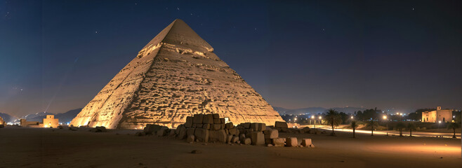 The Pyramids of Giza by night