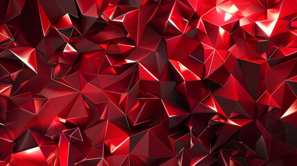 Red Shimmering Geometric Polygon Design