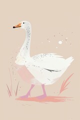 Illustration of a cute goose isolated background. Poster with a duck for postcards