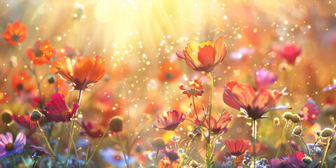 Spring colorful bloome flower background