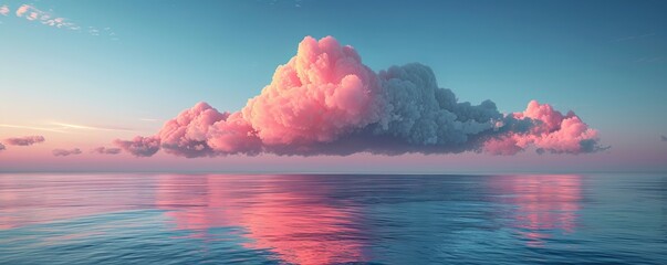 Pink cloud floating above the sea