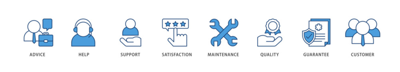 After sales service icons set collection illustration of advice, help, support, satisfaction, maintenance, quality, guarantee, customer icon live stroke and easy to edit 