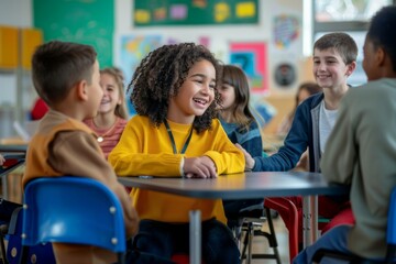 group of diverse students in inclusive classroom environment