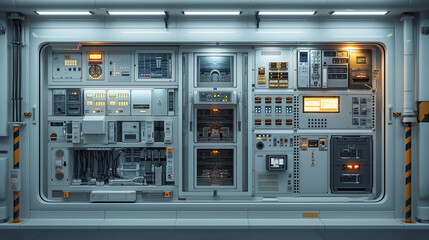 Electrical cabinet with electrical panels and energy measurement equipment inside, representing the concept of smart energy management