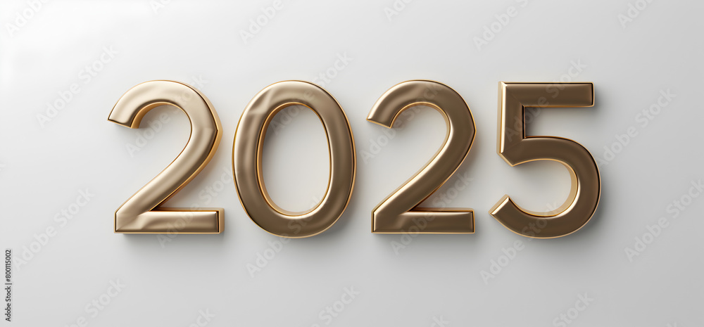 Poster the year is twenty twenty five. it is a gold color. generative ai