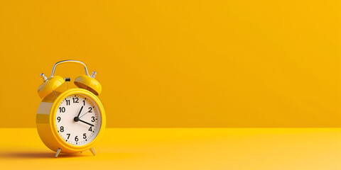 yellow alarm clock on yellow background