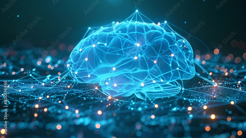 Poster digital representation of a brain network on a circuit board