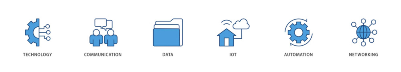 Digital transformation icons set collection illustration of technology, communication, data, iot, ict, automation, internet, and networking icon live stroke and easy to edit 