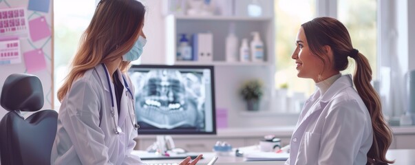 Obraz premium Dermatologist works with patient in clinic