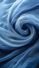 Obraz premium Tranquil blue silk waves with soft flowing fabric, calming abstract background for text placement