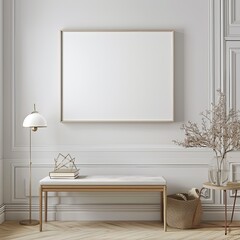 Minimalist Elegance: Horizontal Thin Frame with Blank White Canvas in Christina Haack's Home Office