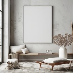 Minimalist Elegance: Horizontal Thin Frame with Blank White Canvas in Christina Haack's Home Office