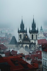 Fototapeta premium Aerial view of beautiful historical buildings of Prague city in Czech Republic in Europe.