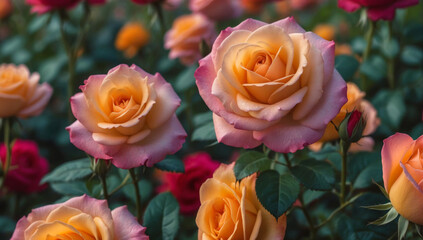 Fototapeta premium Colorful roses in close-up