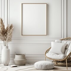 Minimalist Elegance: Horizontal Thin Frame with Blank White Canvas in Christina Haack's Home Office