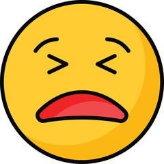 Painful expression, trendy icon of pain emoji, editable vector