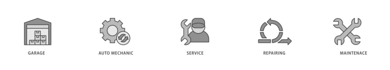Car servicing icons set collection illustration of repairing, maintenace, service, auto mechanic, garage icon live stroke and easy to edit 