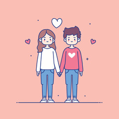 Cute cartoon vector illustration of a couple