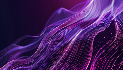 abstract background, waves of light and dark purple particles forming patterns, wide 16:9
