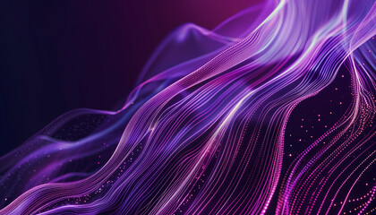 Obraz premium abstract background, waves of light and dark purple particles forming patterns, wide 16:9