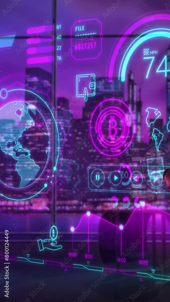 Sticker artificial intelligence monitors the movement of cryptocurrencies. 3d render
