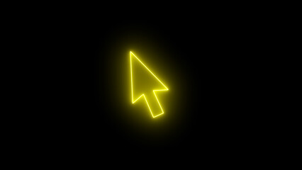 Neon glowing mouse cursor, mouse click or Pointer icon on the black background. glowing Mouse click, cursor symbol.