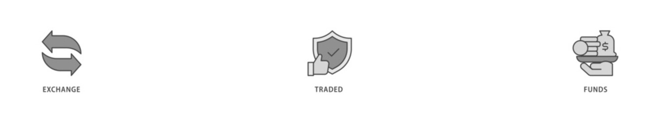 ETF icons set collection illustration of money, cash flow, trading, transaction, bank, accounting, and growth icon live stroke and easy to edit 