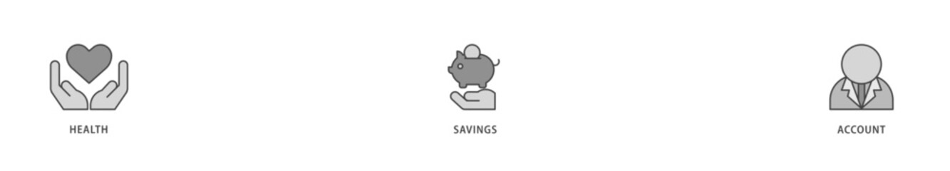 HSA icons set collection illustration of healthcare, growth, id card, and accounting icon live stroke and easy to edit 