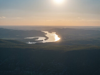 The Danube River in Sunset in Hungary, Visegrad