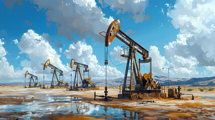 the oil pump in the sunset