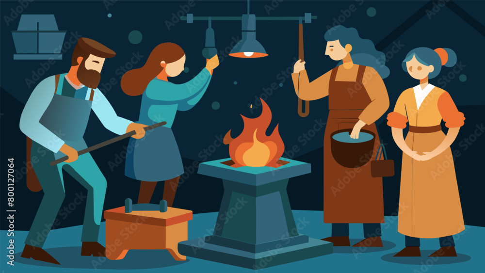 Poster tin lantern making visitors can watch in awe as a craftsman hammers and shapes tin into a lantern a 