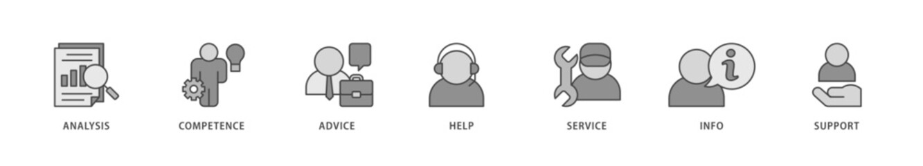 Problem solving icons set collection illustration of analysis, critical thinking, creativity, emotional intelligence, research, team building  icon live stroke and easy to edit 